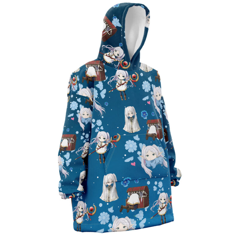 Frieren Beyond Journey's End Pattern Snug Oversized Blanket Hoodie