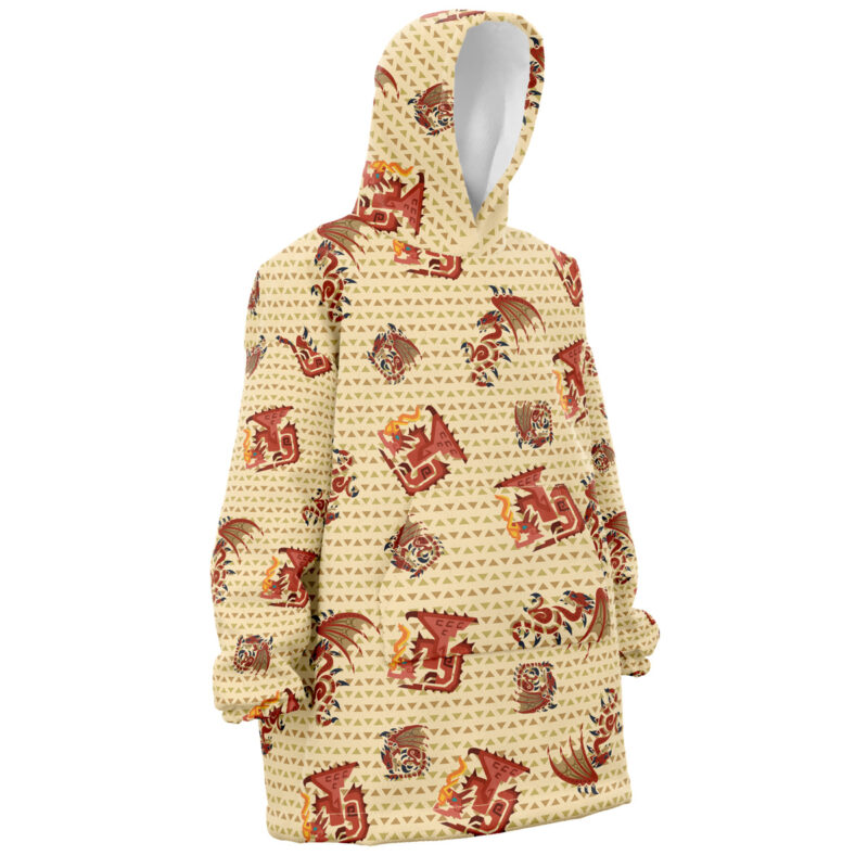 Rathalos Pattern Monster Hunter Snug Oversized Blanket Hoodie - Image 3