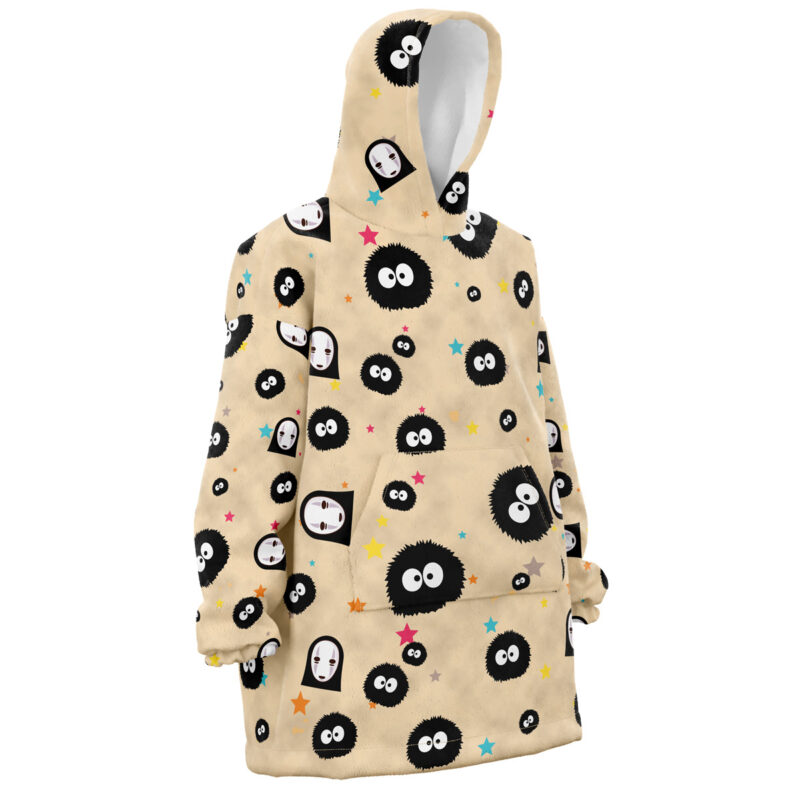 No Face Soot Sprites Pattern Spirited Away Snug Oversized Blanket Hoodie