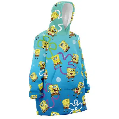 Chibi SpongeBob SquarePants Pattern Snug Oversized Blanket Hoodie