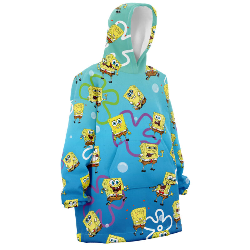 Chibi SpongeBob SquarePants Pattern Snug Oversized Blanket Hoodie