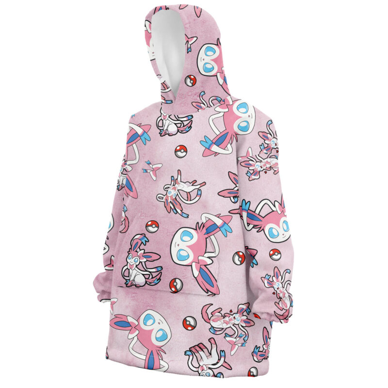 Sylveon Pattern Pokemon Snug Oversized Blanket Hoodie - Image 3