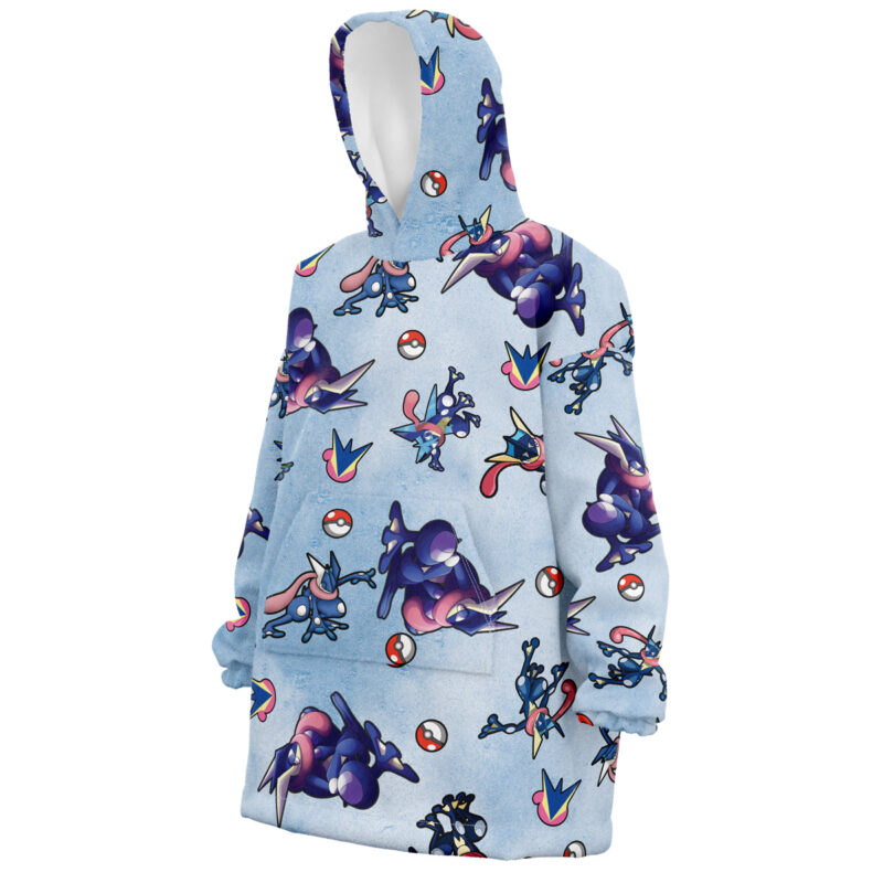Greninja Pattern Pokemon Snug Oversized Blanket Hoodie - Image 3