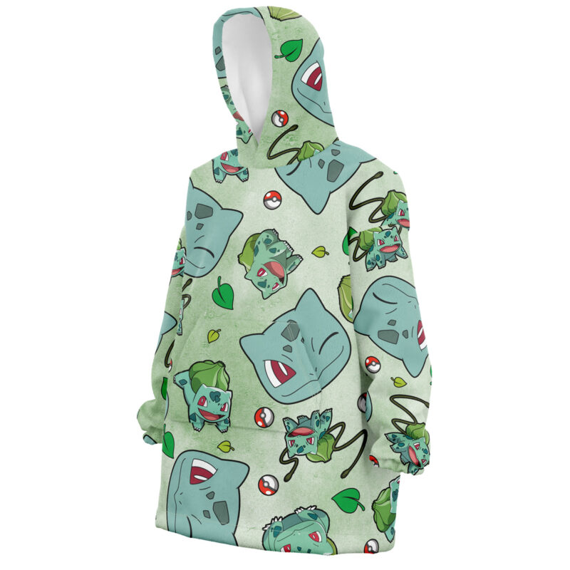 Bulbasaur Pattern Pokemon Snug Oversized Blanket Hoodie - Image 2