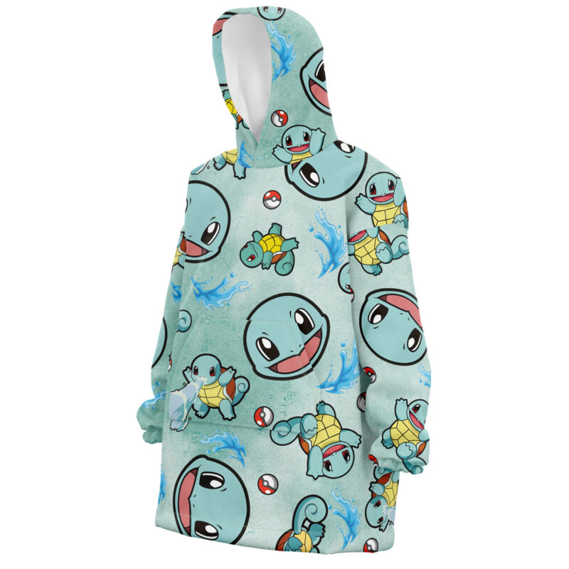 Squirtle Pattern Pokemon Snug Oversized Blanket Hoodie - Image 2