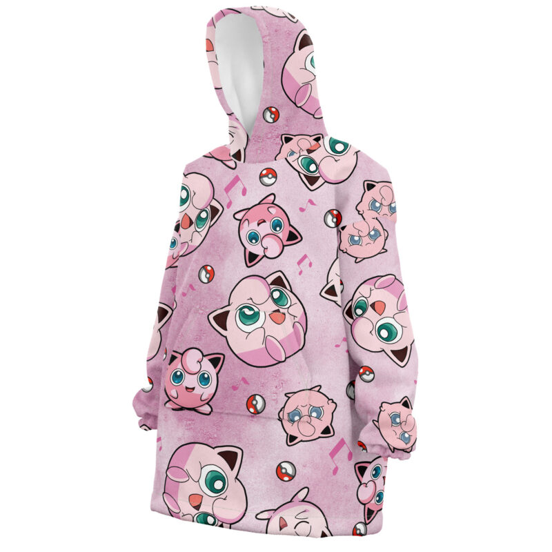 Jigglypuff Pattern Pokemon Snug Oversized Blanket Hoodie - Image 3