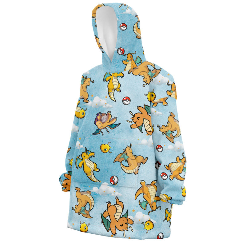 Dragonite Pattern Pokemon Snug Oversized Blanket Hoodie - Image 3