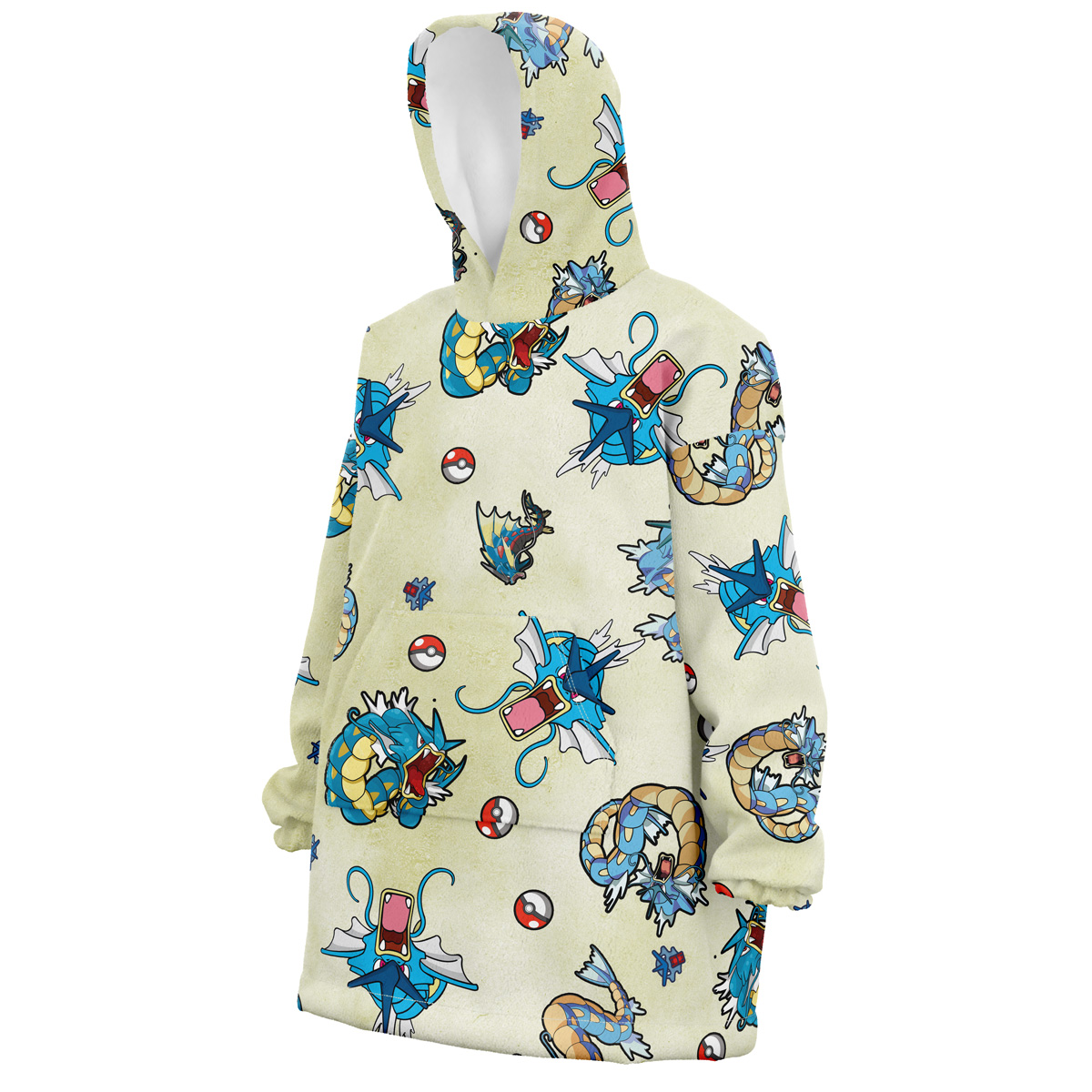 Gyarados Pattern Pokemon Snug Oversized Blanket Hoodie - Image 3