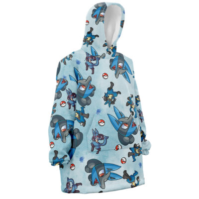 Lucario Pattern Pokemon Snug Oversized Blanket Hoodie