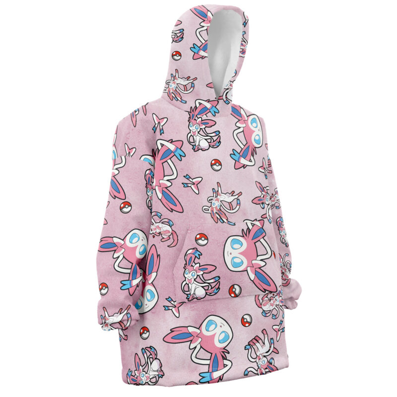 Sylveon Pattern Pokemon Snug Oversized Blanket Hoodie