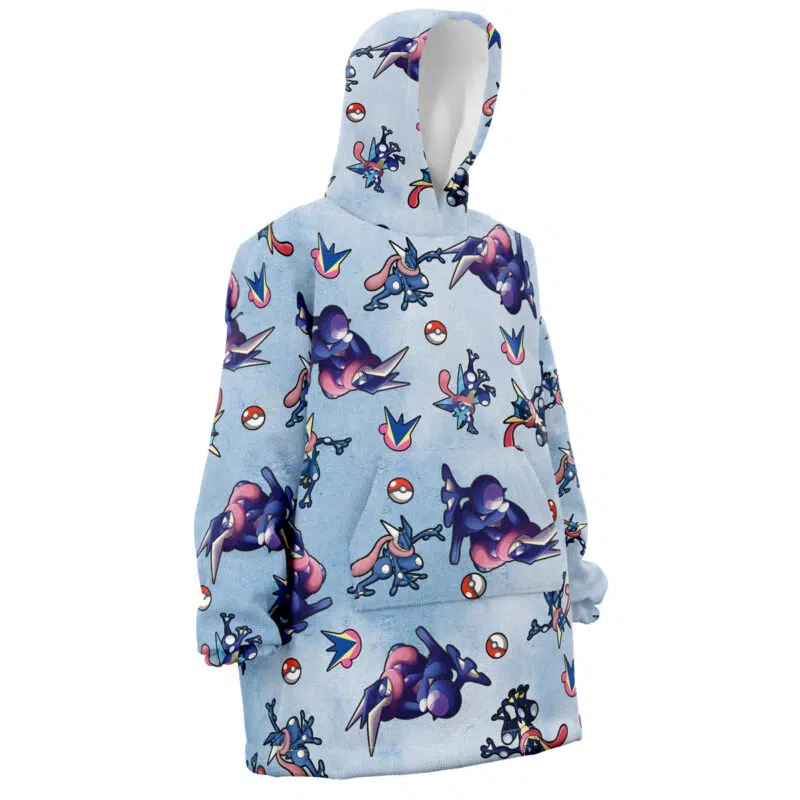 Greninja Pattern Pokemon Snug Oversized Blanket Hoodie
