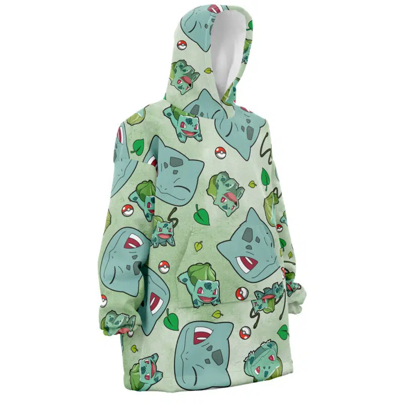 Bulbasaur Pattern Pokemon Snug Oversized Blanket Hoodie
