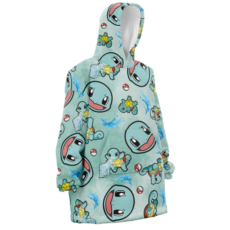 Squirtle Pattern Pokemon Snug Oversized Blanket Hoodie