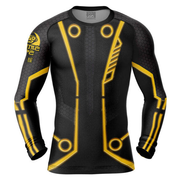 Yellow Circuits Uniform Tron Long Sleeve Rash Guard Compression