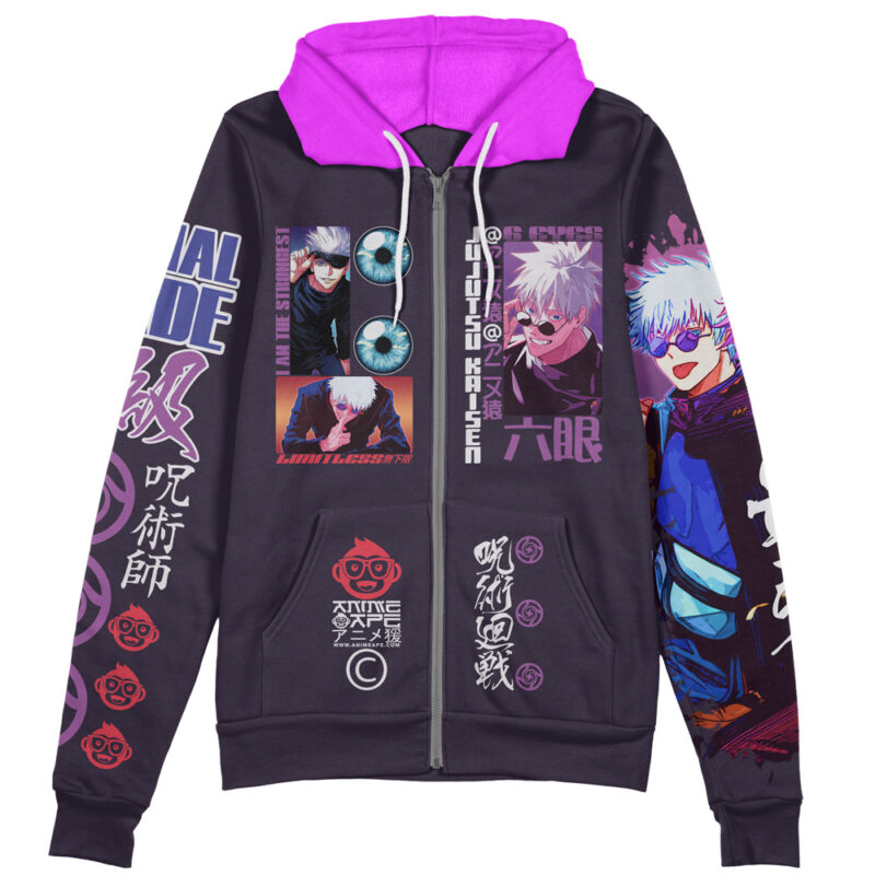 Satoru Gojo V3 Jujutsu Kaisen Streetwear Zip Hoodie Jacket - Image 2