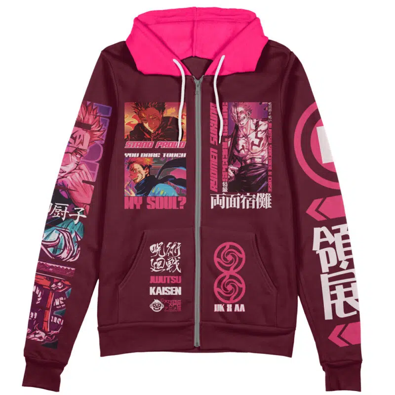 Ryomen Sukuna V2 Jujutsu Kaisen Streetwear Zip Hoodie Jacket - Image 2