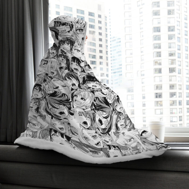 Ahegao Manga Hooded Blanket