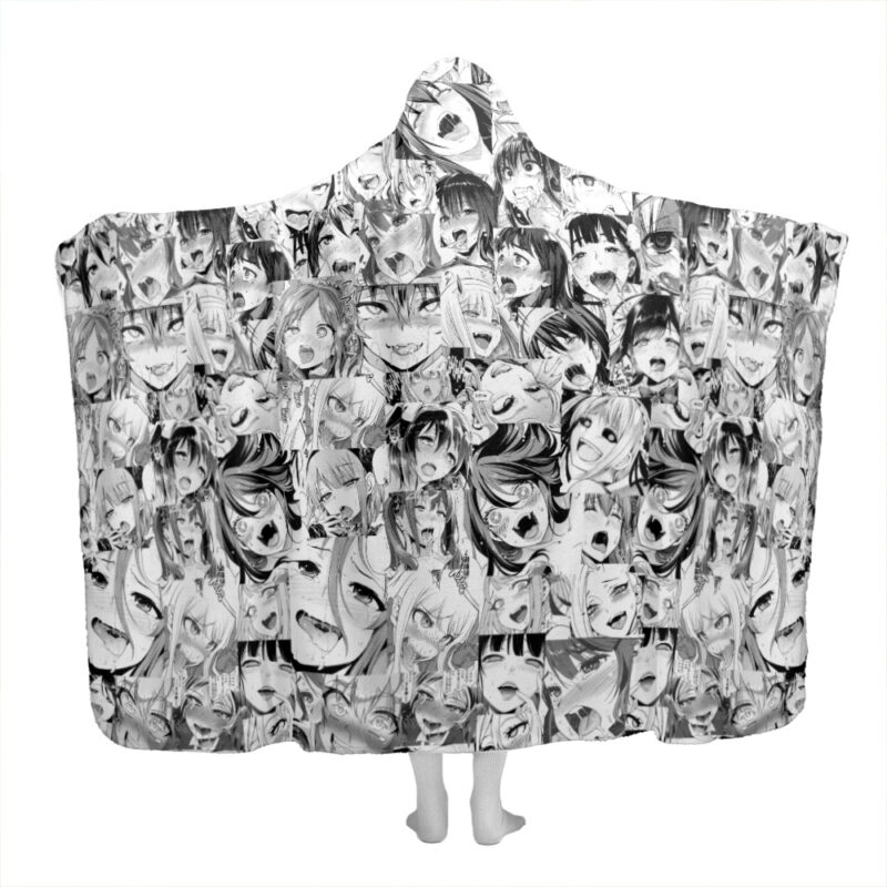 Ahegao Manga Hooded Blanket