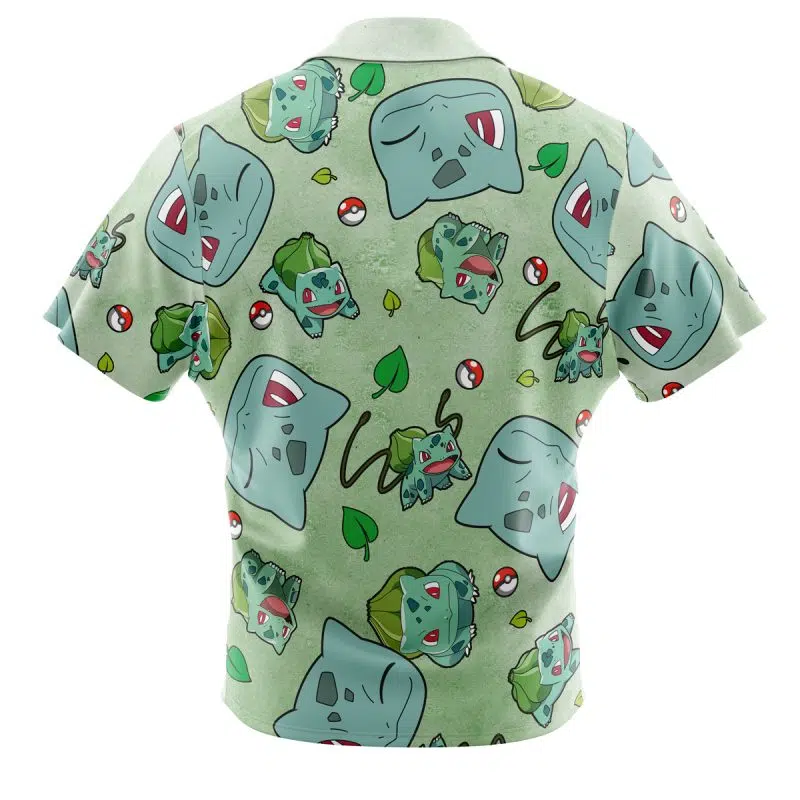 Bulbasaur Pattern Pokemon Button Up Hawaiian Shirt - Image 2