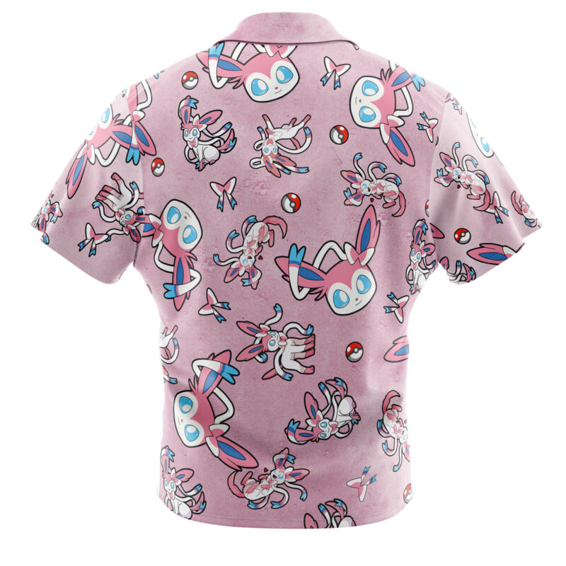Sylveon Pattern Pokemon Button Up Hawaiian Shirt - Image 2