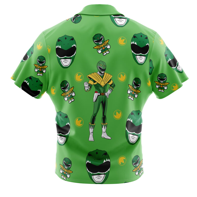 Green Ranger Pattern Mighty Morphin Power Rangers Button Up Hawaiian Shirt - Image 2