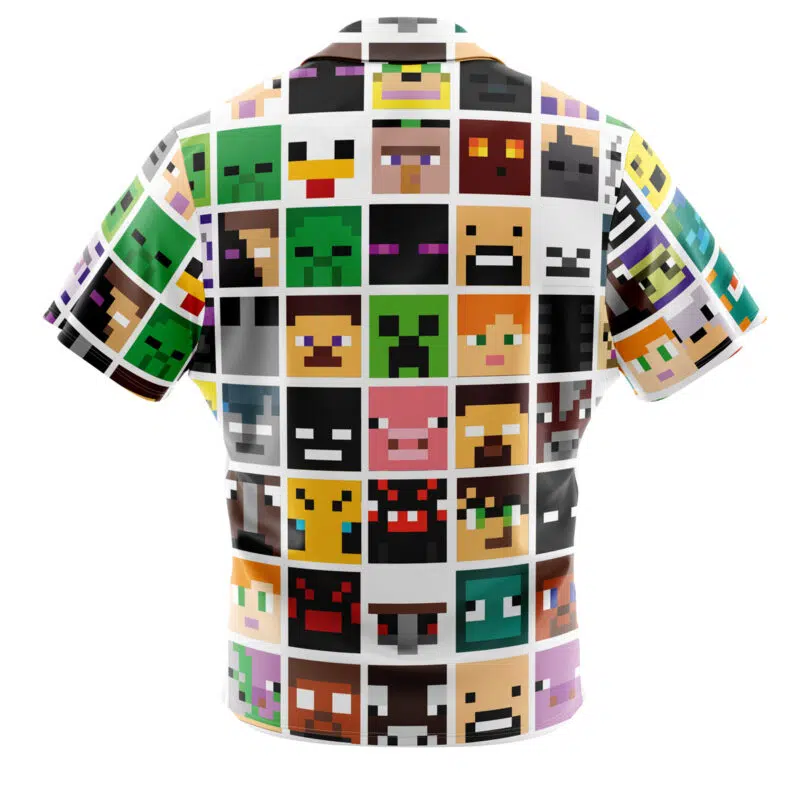 Block Faces Pattern Minecraft Button Up Hawaiian Shirt - Image 2