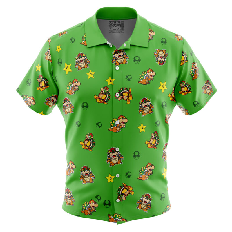 Bowser Pattern Super Mario Button Up Hawaiian Shirt