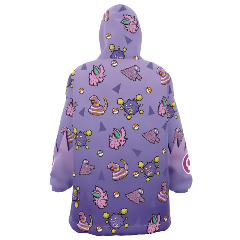 Poison Type Pattern Pokemon Snug Oversized Blanket Hoodie - Image 2