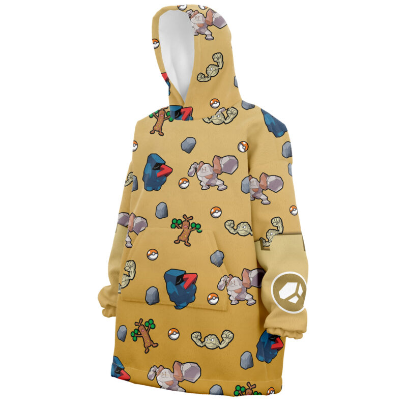 Rock Type Pattern Pokemon Snug Oversized Blanket Hoodie - Image 3