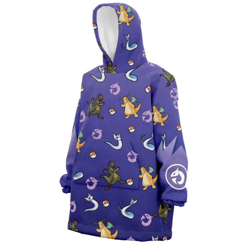 Dragon Type Pattern Pokemon Snug Oversized Blanket Hoodie - Image 2