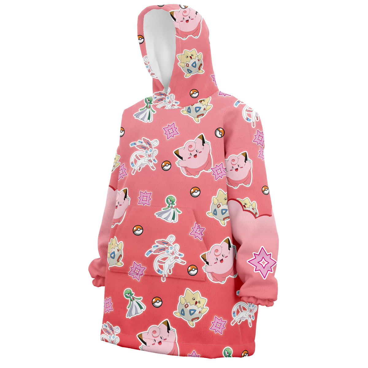 Fairy Type Pattern Pokemon Snug Oversized Blanket Hoodie - Image 3