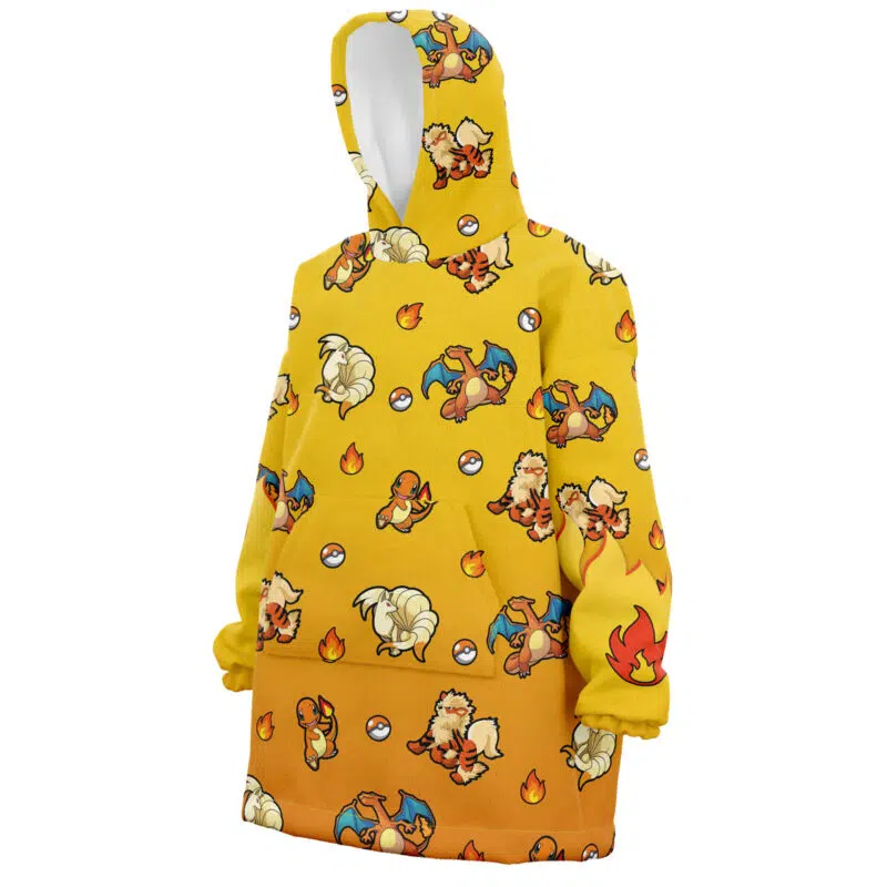 Fire Type Pattern Pokemon Snug Oversized Blanket Hoodie