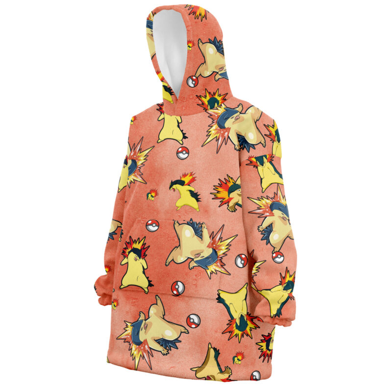 Typhlosion Pattern Pokemon Snug Oversized Blanket Hoodie - Image 3
