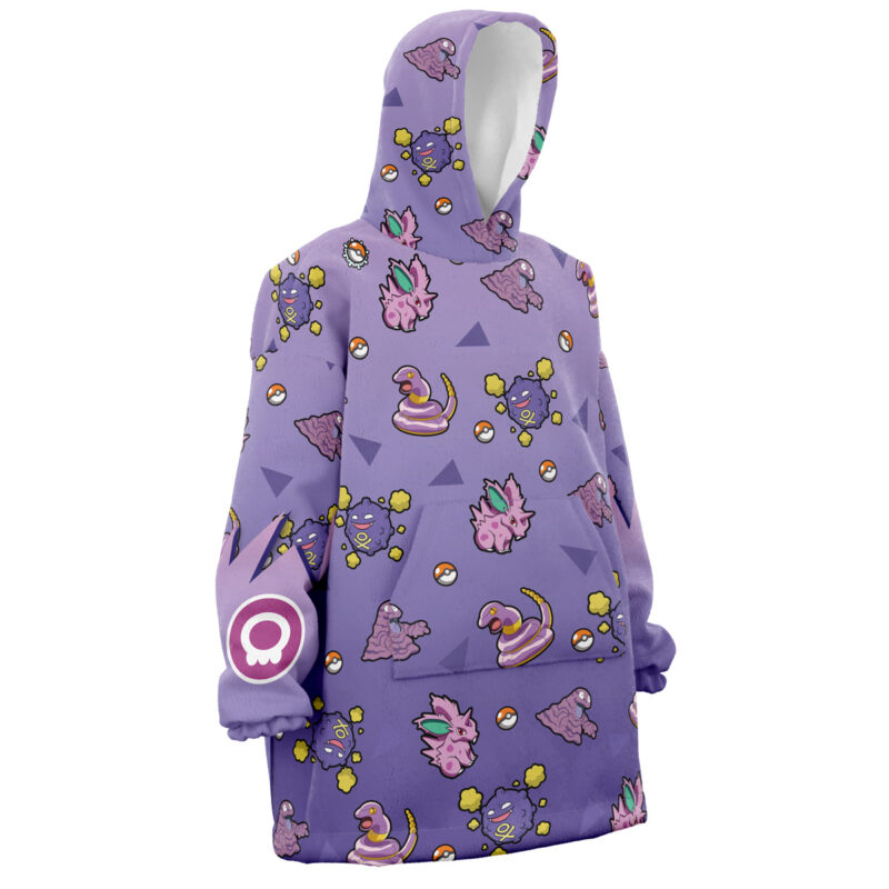 Poison Type Pattern Pokemon Snug Oversized Blanket Hoodie