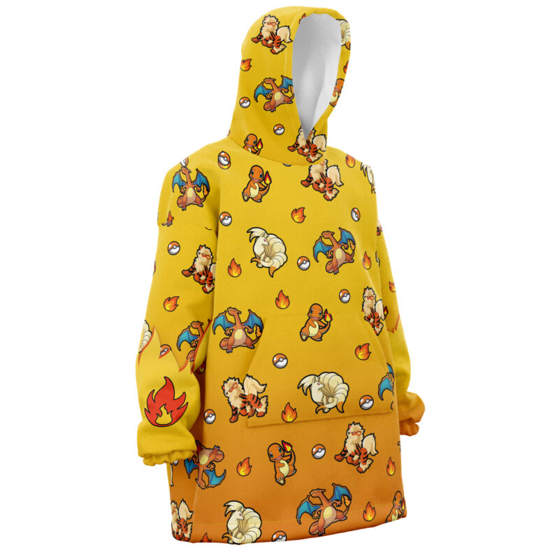 Fire Type Pattern Pokemon Snug Oversized Blanket Hoodie