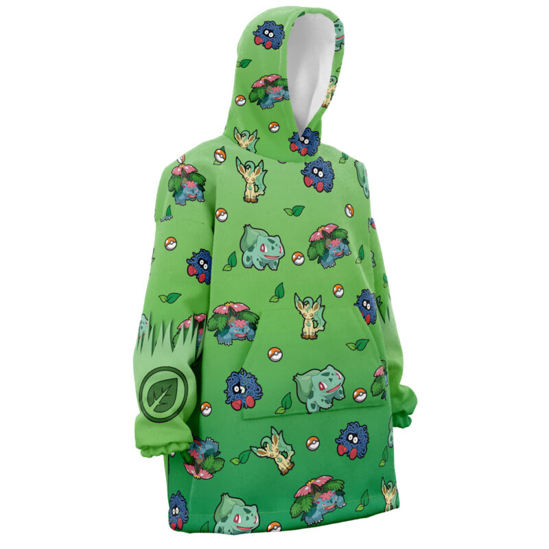 Grass Type Pattern Pokemon Snug Oversized Blanket Hoodie