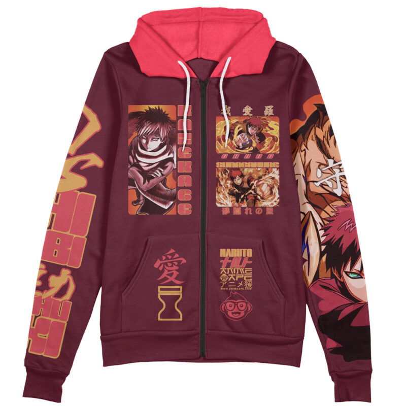 Gaara V2 Shippuden Streetwear Zip Hoodie Jacket - Image 2