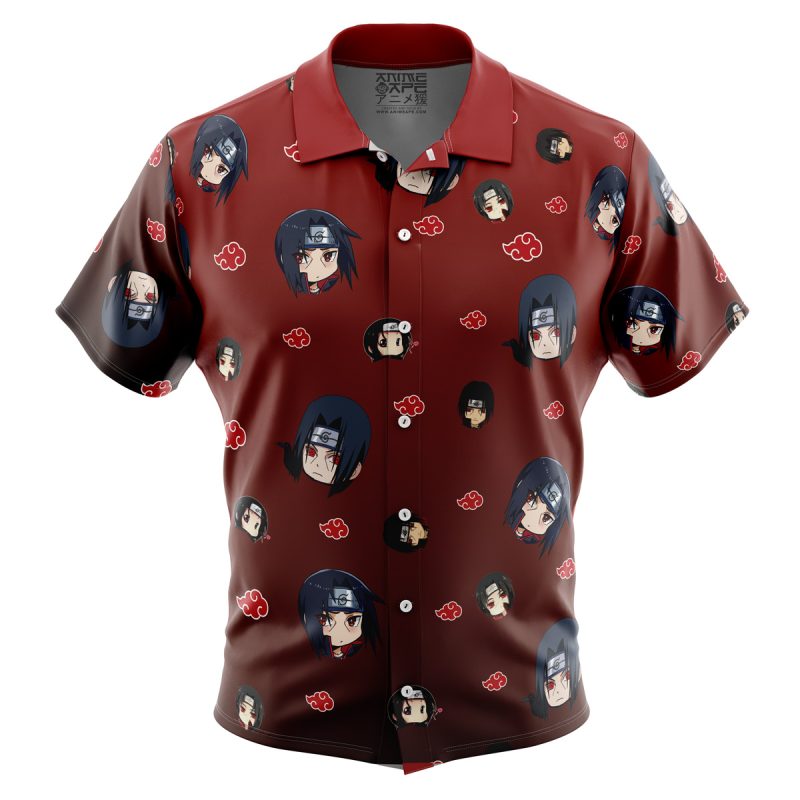 Itachi Uchiha Pattern Naruto Button Up Hawaiian Shirt