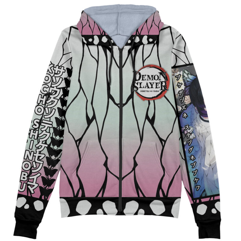 Kocho Shinobu Haori Demon Slayer Streetwear Zip Hoodie Jacket - Image 2