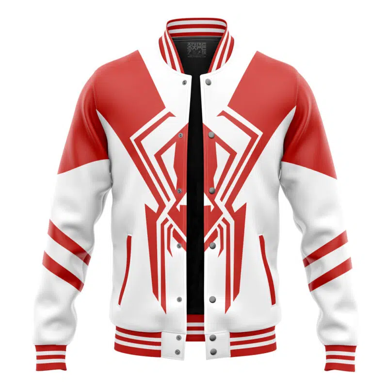 Across The Spider Verse 2099 Spiderman White Marvel Varsity Jacket