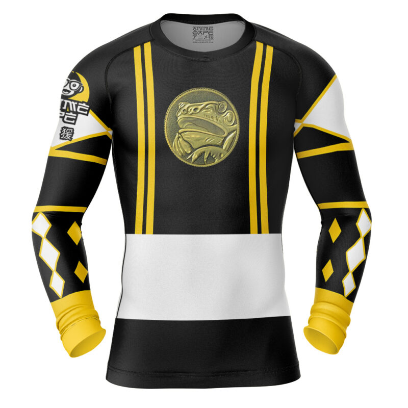 Black Ranger Ninjetti Mighty Morphin Power Rangers Long Sleeve Rash Guard Compression