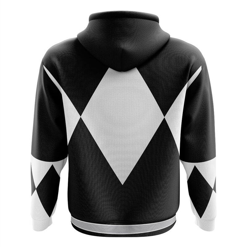 Black Ranger Mighty Morphin Power Rangers Zip Hoodie Jacket - Image 2