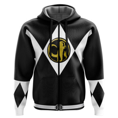 Black Ranger Mighty Morphin Power Rangers Zip Hoodie Jacket