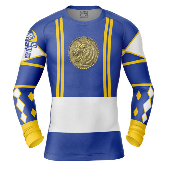 Blue Ranger Ninjetti Mighty Morphin Power Rangers Long Sleeve Rash Guard Compression