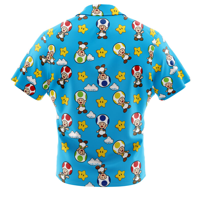 Toad Pattern Super Mario Bros Button Up Hawaiian Shirt - Image 2