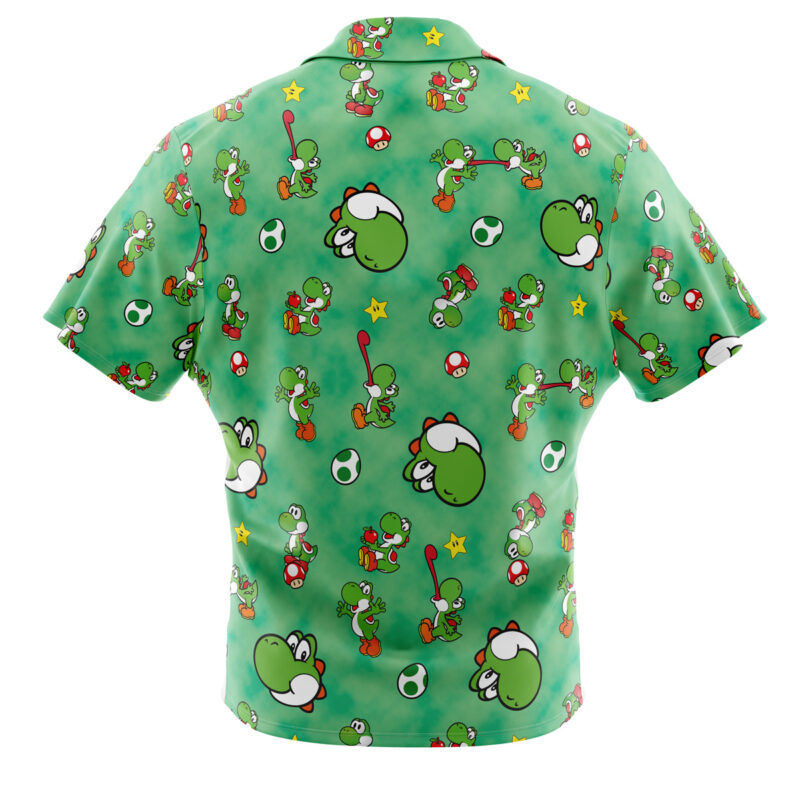 Yoshi Pattern Super Mario Bros Button Up Hawaiian Shirt - Image 2