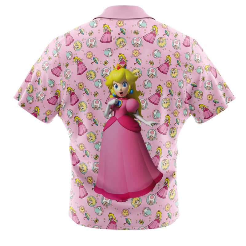 Peach Pattern Super Mario Button Up Hawaiian Shirt