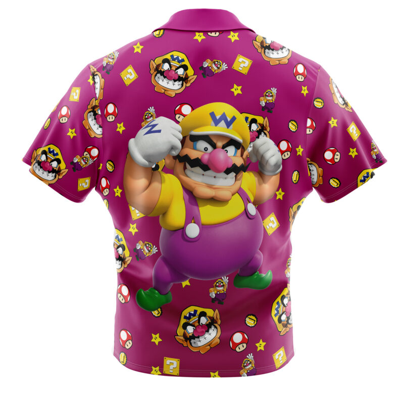 Wario Pattern Super Mario Button Up Hawaiian Shirt