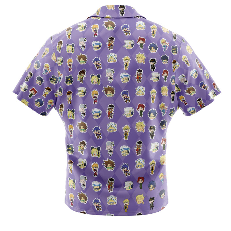 Chibi Jojo's Bizarre Adventure Characters Pattern Button Up Hawaiian Shirt - Image 2