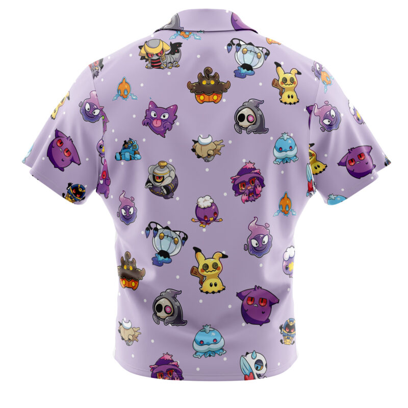 Chibi Ghost Pokemon Pattern Button Up Hawaiian Shirt - Image 2